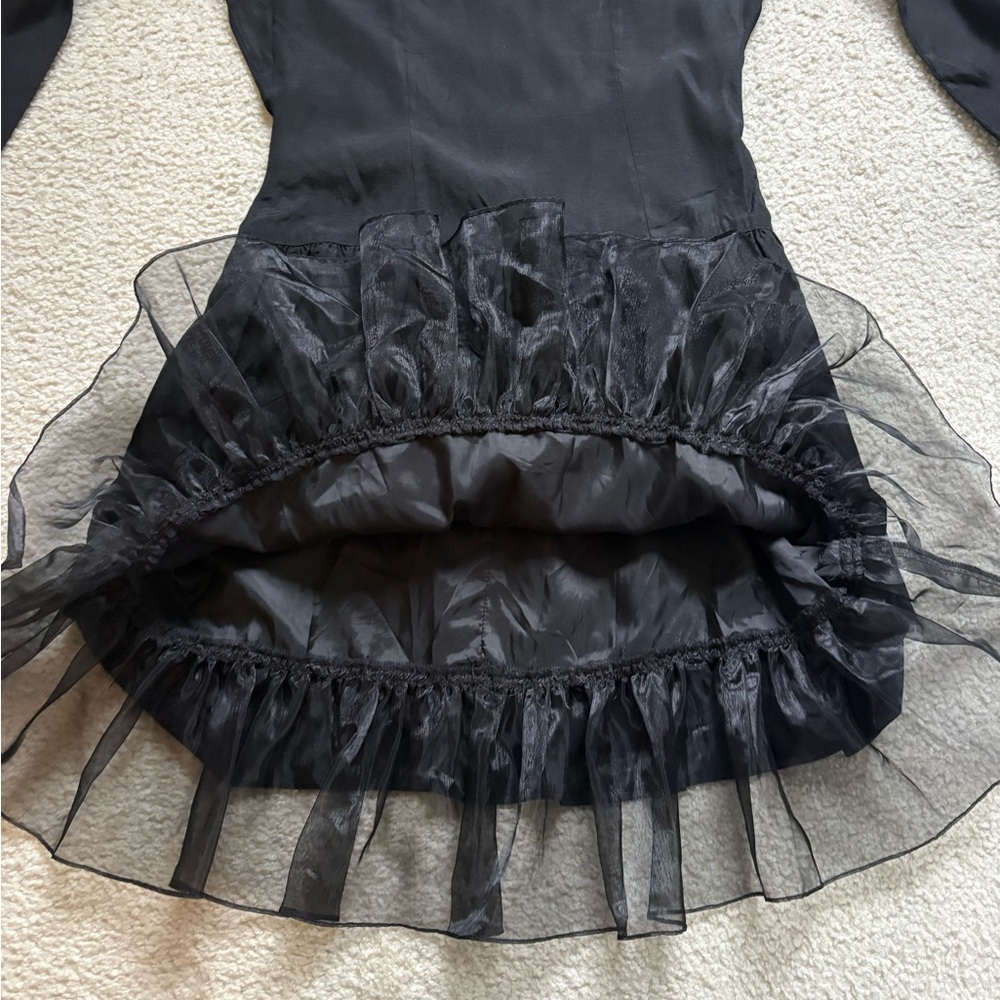 Vintage Apollo black whimsigoth fairy grunge taffeta dress, sz S (sz M juniors) - Picture 7 of 10